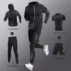3-7Pcs Men's Ice Fiber Quick-Dry Running Fitness Full Set/Suit Tracksuit For Marathon, Training Cycling，Jogging,Gym， sweatpants